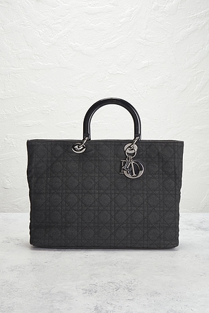 FWRD Renew Dior Cannage Denim Lady Dior Tote Bag