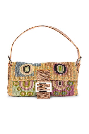 Fendi Vintage Embroidery Beaded Baguette Shoulder Bag FWRD Renew