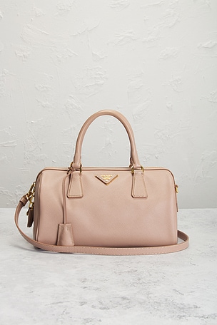 FWRD Renew Prada Saffiano Bowler Bag in Pink