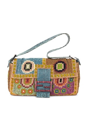 Fendi Lizard Trimmed Beaded Baguette Shoulder Bag FWRD Renew