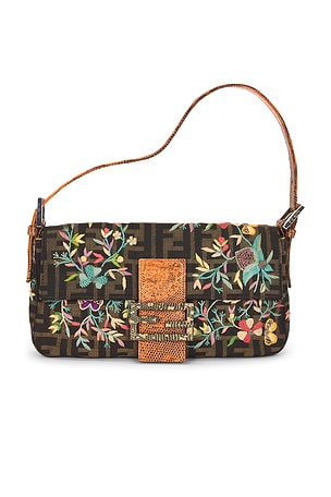 Fendi Zucca Floral Embroidered Baguette Shoulder Bag FWRD Renew