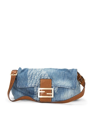 Fendi Denim Zucchino Baguette Shoulder Bag FWRD Renew