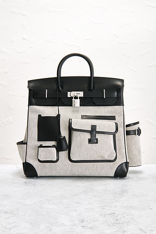 FWRD Renew Hermes Evercalf Toile Cargo Haut A Courroies Birkin 40 Handbag