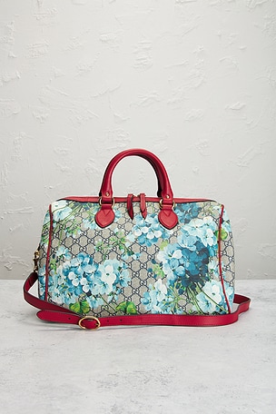 FWRD Renew Gucci GG Blooms Boston Bag in Beige