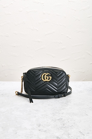 FWRD Renew Gucci GG Marmont Shoulder Bag in Black