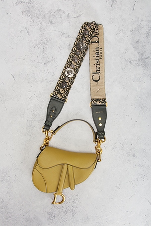 FWRD Renew Dior Saddle Bag in Tan