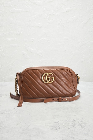 FWRD Renew Gucci GG Marmont Shoulder Bag in Brown