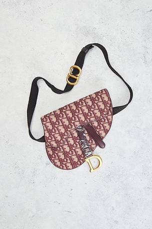 FWRD Renew Dior Oblique Saddle Belt Bag in Red