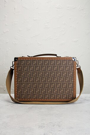 FWRD Renew Fendi FF Jacquard Suitcase in Brown