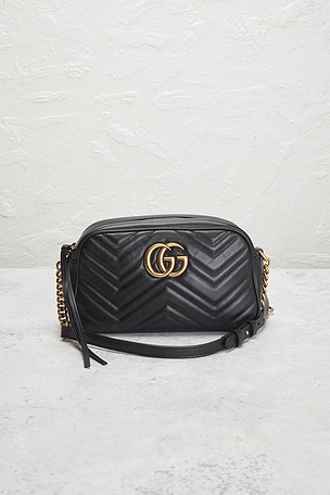 FWRD Renew Gucci GG Marmont Shoulder Bag in Black