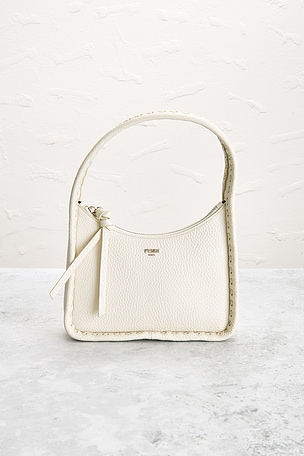 FWRD Renew Fendi Selleria Fendescence Shoulder Bag in White