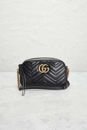 FWRD Renew Gucci GG Marmont Shoulder Bag in Black