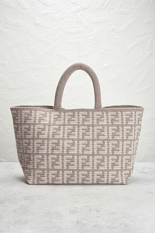 FWRD Renew Fendi Cashmere FF Shopper Tote Bag in Grey