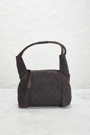 FWRD Renew Gucci Denim Hobo Bag in Brown