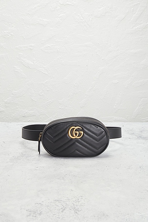 FWRD Renew Gucci GG Marmont Belt Bag in Black