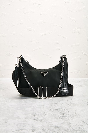 FWRD Renew Prada Re-Edition 2005 Re-Nylon Shoulder Bag in Black