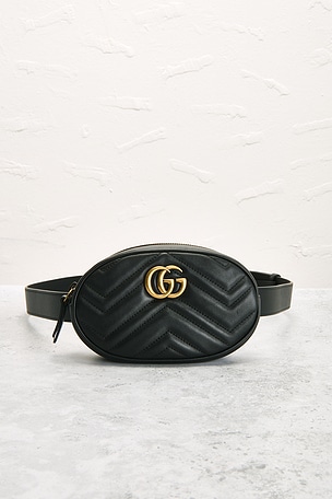 FWRD Renew Gucci GG Marmont Belt Bag in Black