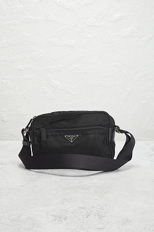 FWRD Renew Prada Tessuto Shoulder Bag in Black