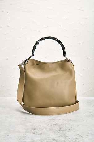FWRD Renew Gucci Bamboo Handbag in Beige