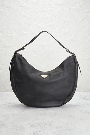 FWRD Renew Prada Tessuto Hobo Bag Black in Black