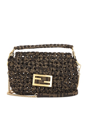 Fendi Jacquard Interlace Zucca Mini Baguette Shoulder Bag FWRD Renew
