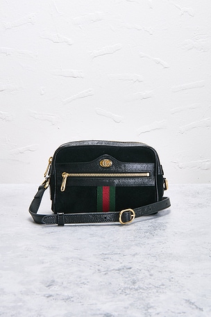 FWRD Renew Gucci Mini Ophidia Crossbody Bag in Black