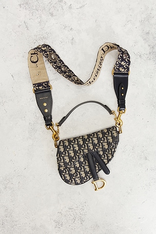 FWRD Renew Dior Oblique Trotter Saddle Bag in Blue