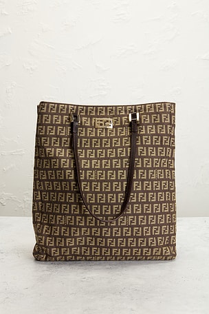 FWRD Renew Fendi Zucchino Tote Bag in Beige