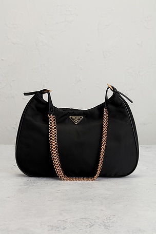 FWRD Renew Prada Tessuto Hobo Bag in Black