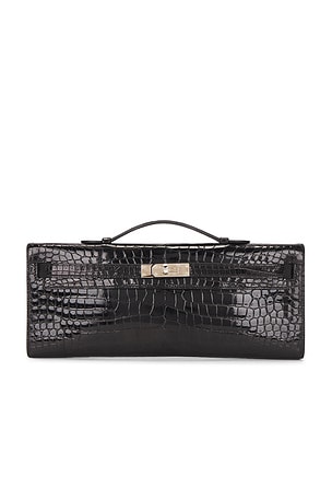 Hermes Shiny Porosus Crocodile Kelly Cut Pochette FWRD Renew