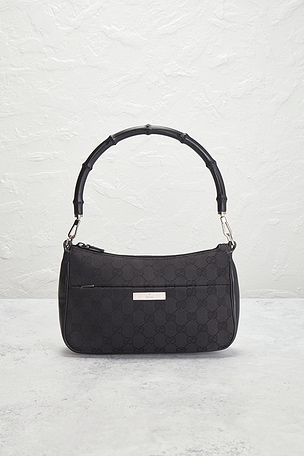 FWRD Renew Gucci Bamboo Shoulder Bag in Black