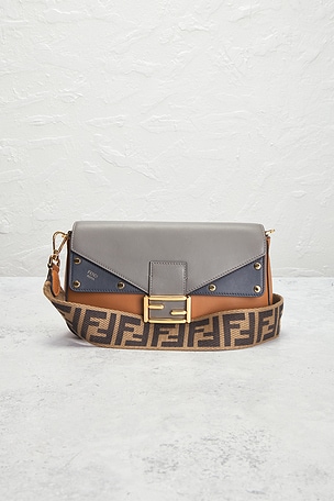 FWRD Renew Fendi Vitello Grace Re-Edition Baguette Shoulder Bag in Brown