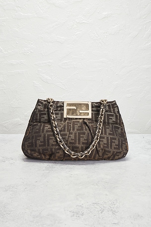 FWRD Renew Fendi Zucca Mia Tote Bag in Brown