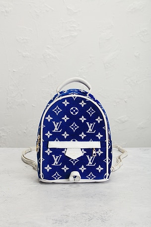 FWRD Renew Louis Vuitton Monogram Jacquard Mini Palm Springs Backpack in Blue