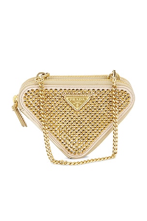Prada Crystal Embellished Triangle Shoulder Bag FWRD Renew