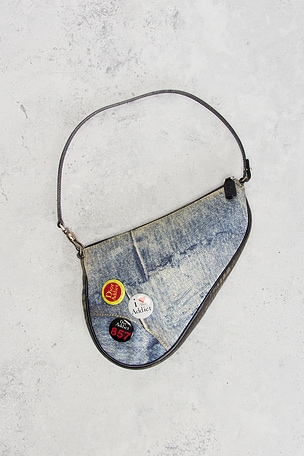 FWRD Renew Dior Denim Saddle Bag in Blue