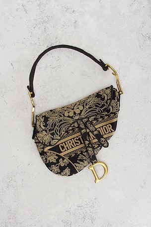 FWRD Renew Dior Ornamental Cornely Embroidery Saddle Bag in Blue