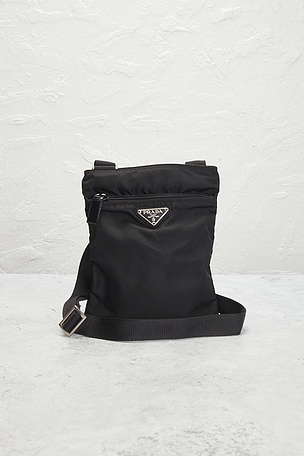 FWRD Renew Prada Tessuto Messenger Bag in Black