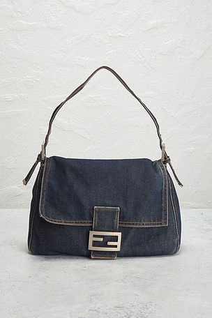 FWRD Renew Fendi Denim Mama Baguette Shoulder Bag