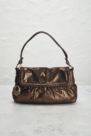 FWRD Renew Fendi Chef Shoulder Bag in Metallic Bronze