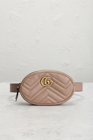FWRD Renew Gucci GG Marmont Belt Bag in Beige