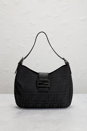FWRD Renew Fendi Zucca Shoulder Bag in Black