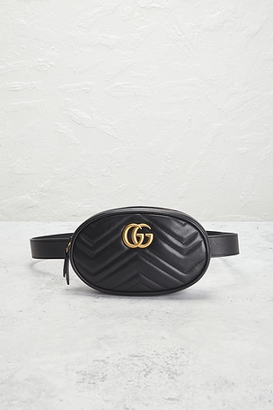 FWRD Renew Gucci GG Marmont Belt Bag in Black