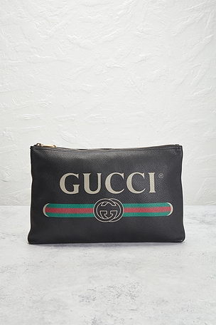 FWRD Renew Gucci Portfolio Clutch in Black