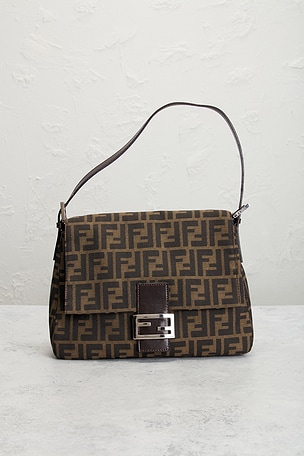 FWRD Renew Fendi Zucca Mama Forever Baguette Shoulder Bag in Brown