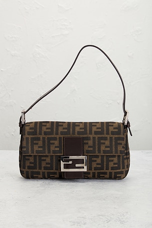 FWRD Renew Fendi Zucca Baguette Shoulder Bag in Brown