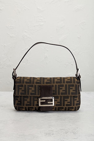 FWRD Renew Fendi Zucca Baguette Shoulder Bag in Brown