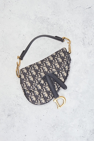 FWRD Renew Dior Trotter Oblique Mini Saddle Bag in Blue