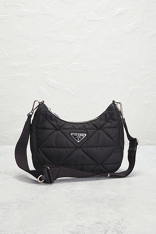 FWRD Renew Prada Padded Re-Nylon Shoulder Bag in Black