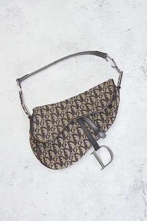 FWRD Renew Dior Trotter Oblique Saddle Bag in Navy